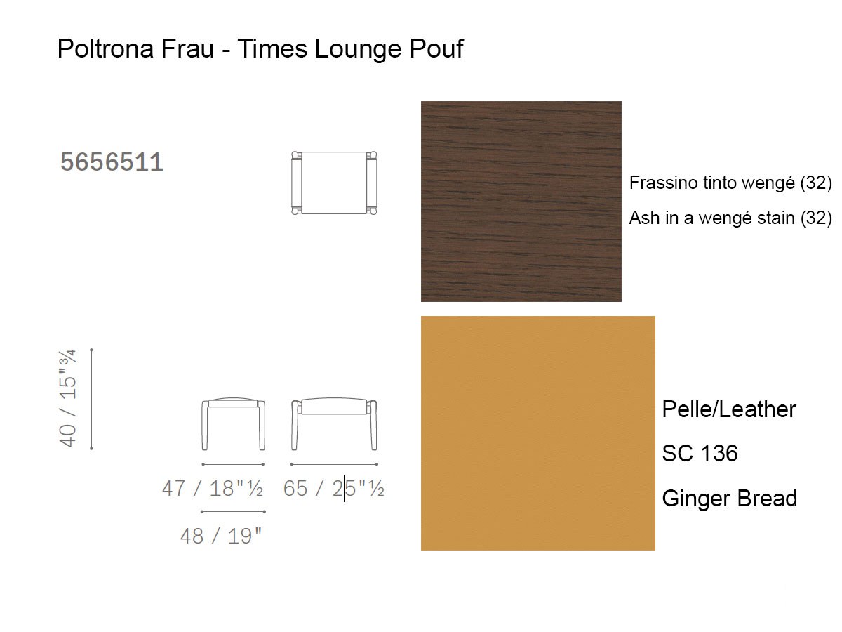 Poltrona Frau Times Lounge Pouf Sc 136 Ginger Bread Wenge Stained Ash