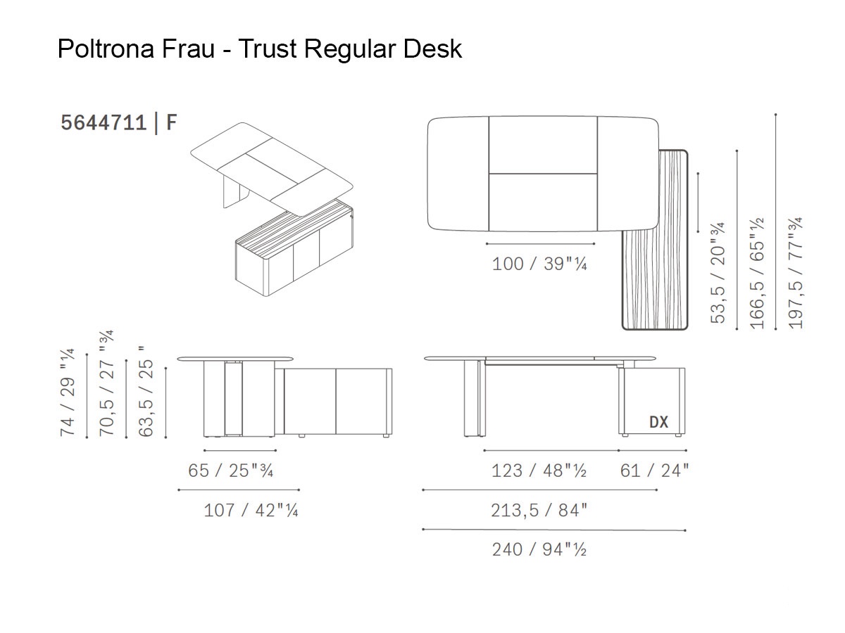 Poltrona Frau Trust Regular Desk With Storage Unit