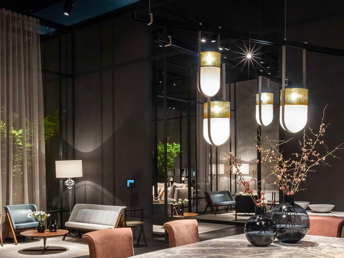 Poltrona Frau Xi Composition F Suspension Lamp Amber Camello