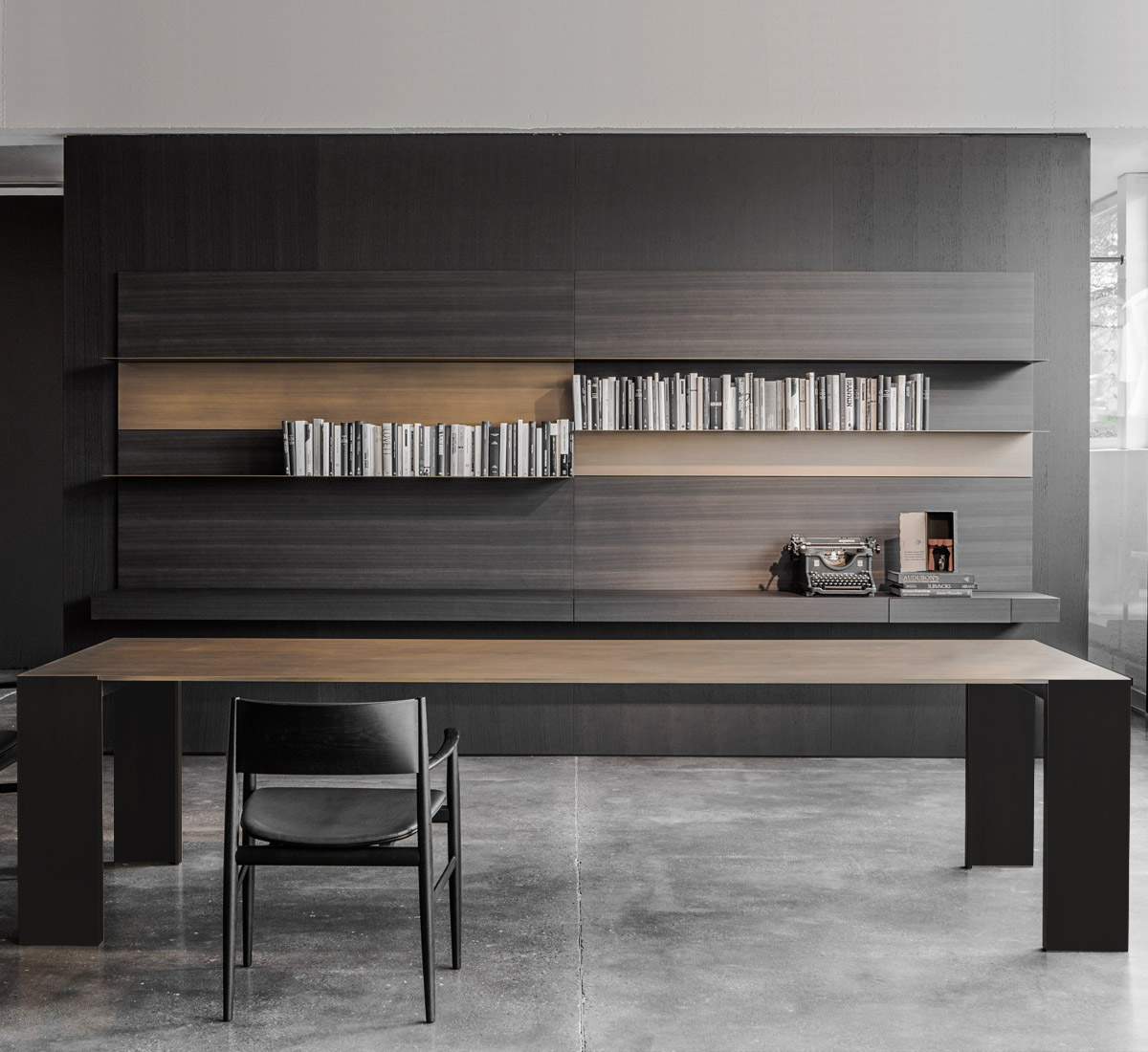 Porro Metallico Table With Wood Top