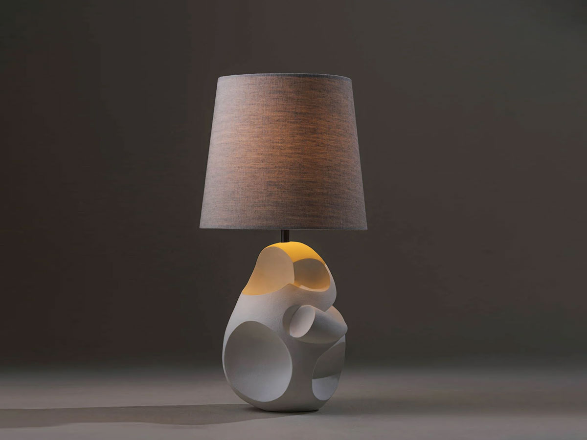 Porta Romana Calder Table Lamp Bongo Shade In Natural Linen