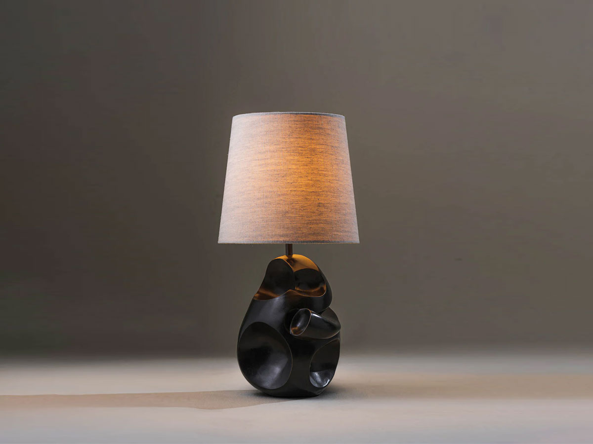 Porta Romana Calder Table Lamp Bongo Shade In Natural Linen