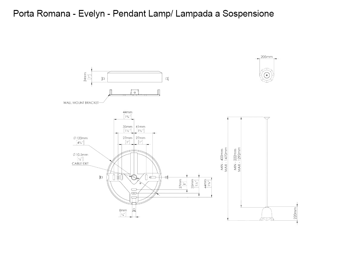 Porta Romana Evelyn Suspension Lamp