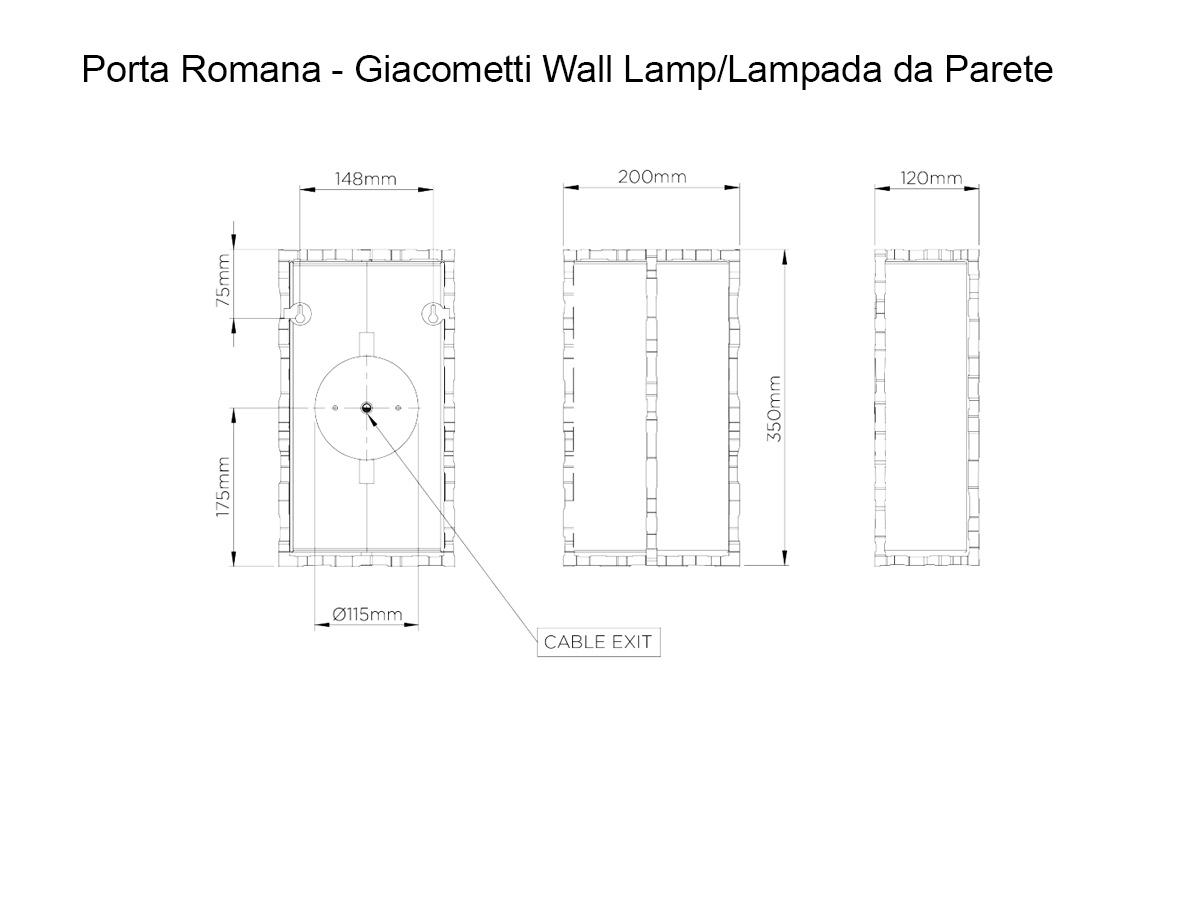 Porta Romana Giacometti Wall Lamp Small Gold Finish