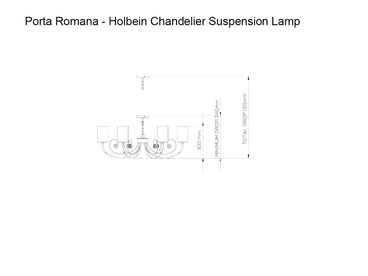 Porta Romana Holbein Chandelier Suspension Lamp