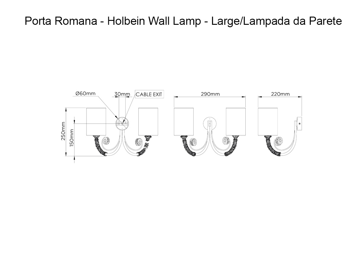 Porta Romana Holbein Wall Lamp Large