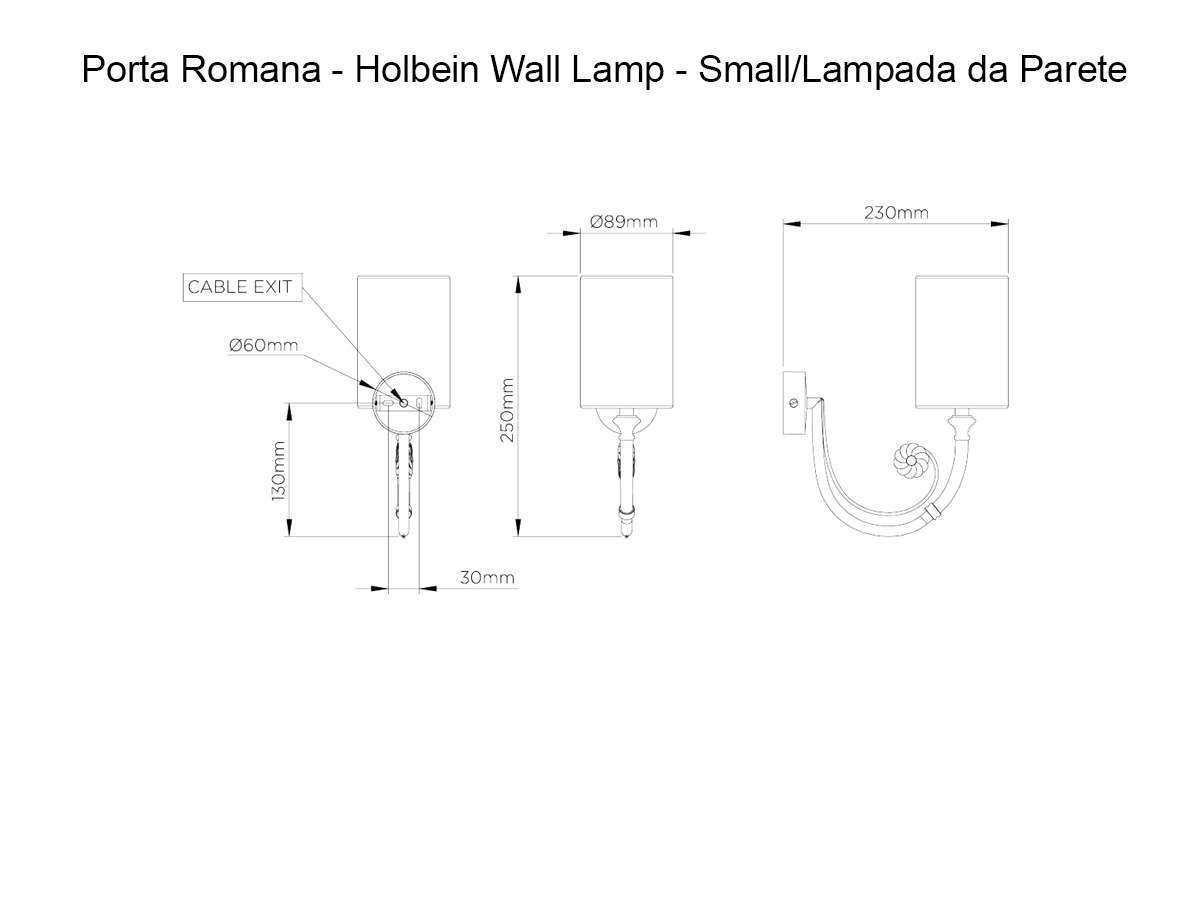 Porta Romana Holbein Wall Lamp Small