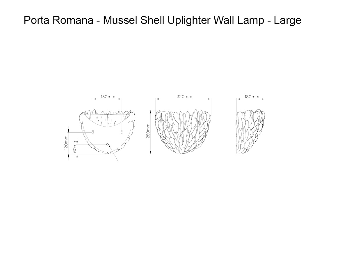 Porta Romana Mussel Shell Uplighter Wall Lamp Large
