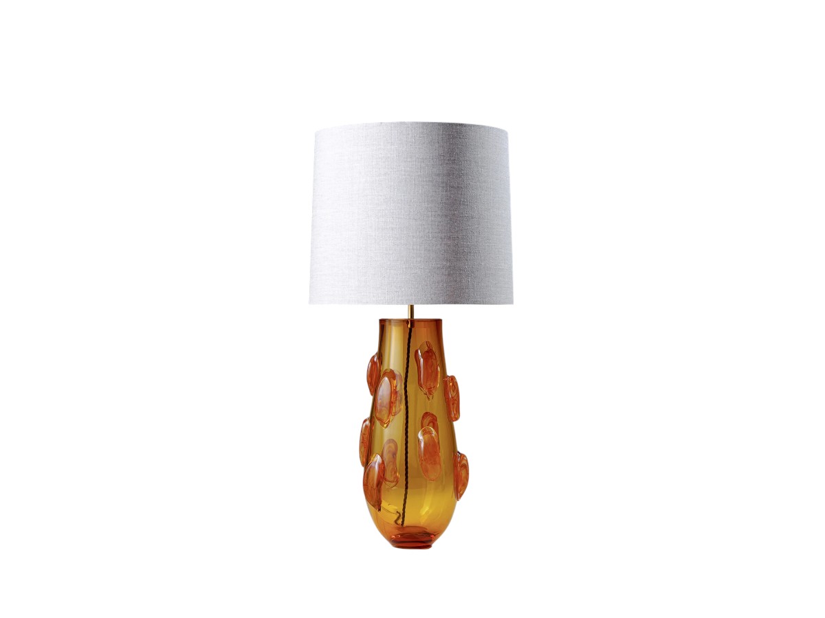 Porta Romana Quincy Table Lamp Natural Linen And Cream Card Lining Lampshade