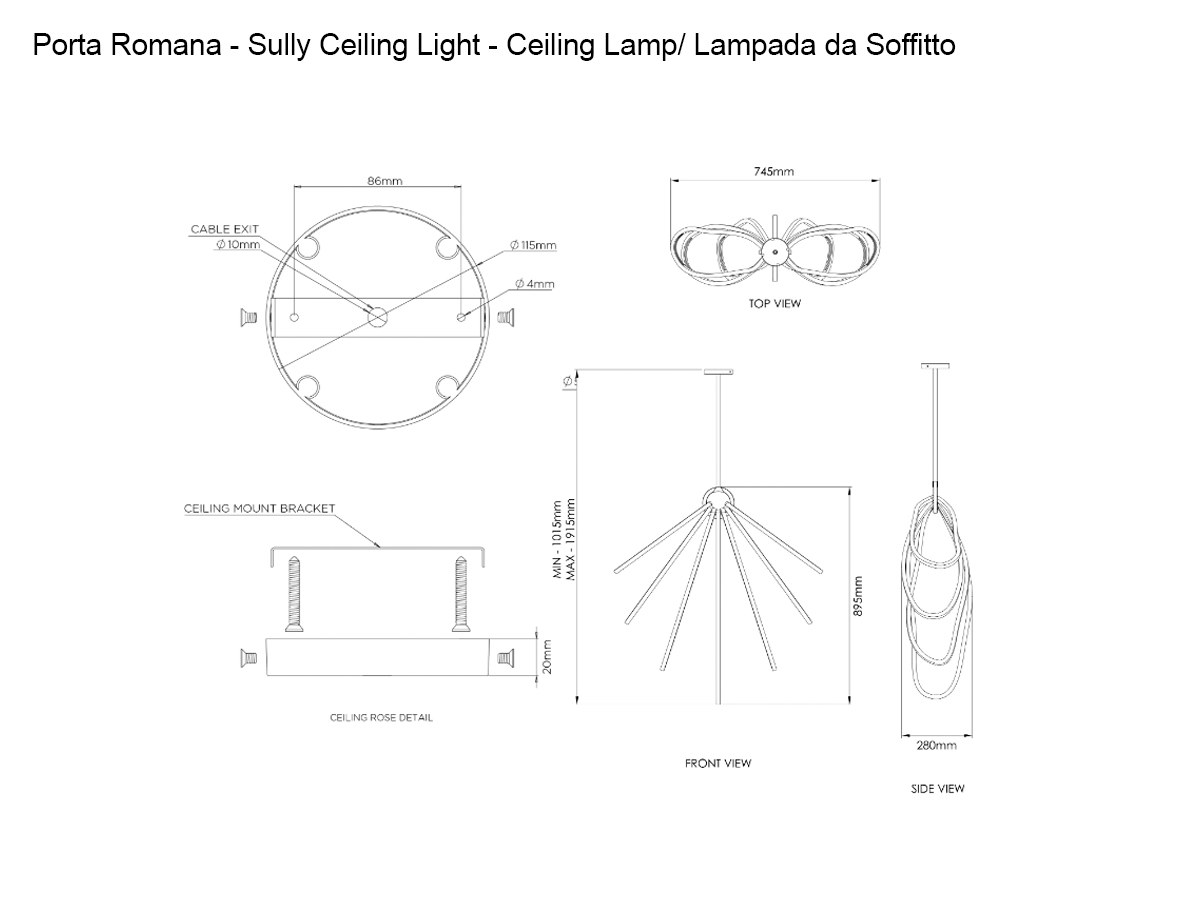 Porta Romana Sully Ceiling Lamp