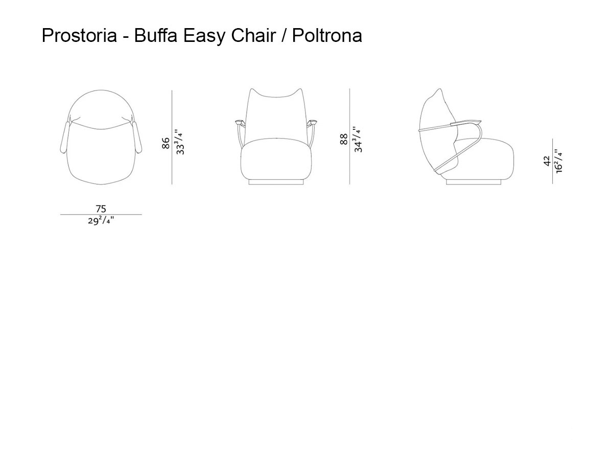 Prostoria Buffa Easy Chair Swivel Base With Armrest