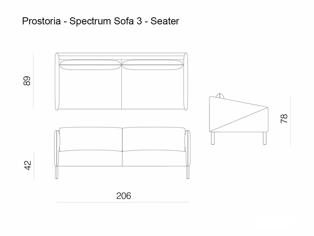 Prostoria Spectrum Sofa 3 Seater Diagonal Armrestthin Metal Legs