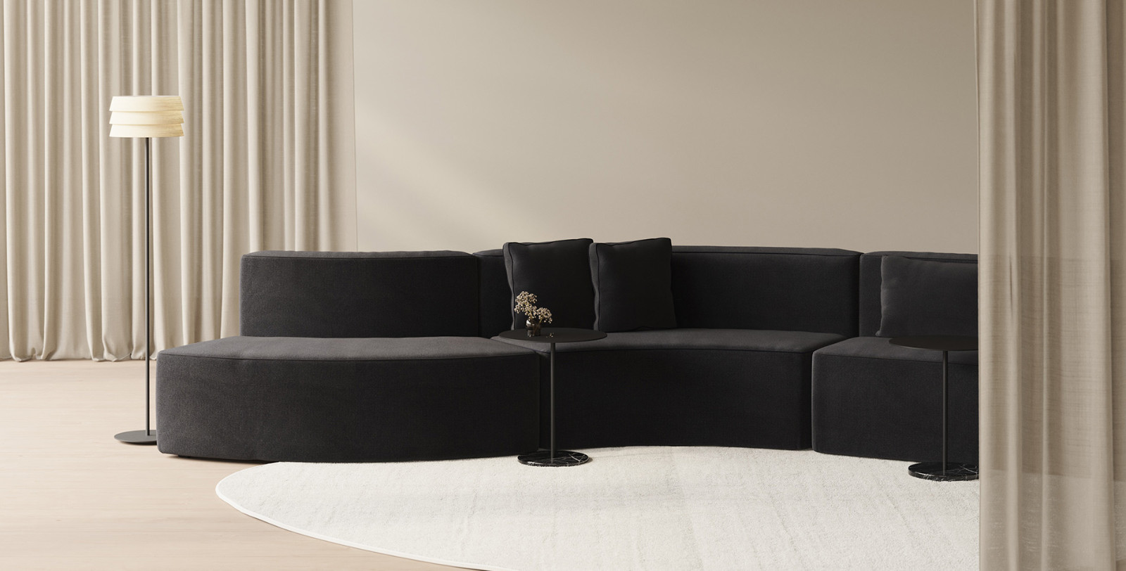 Punt Mobles Corte Bench Curved Sofa 60o Convex Module