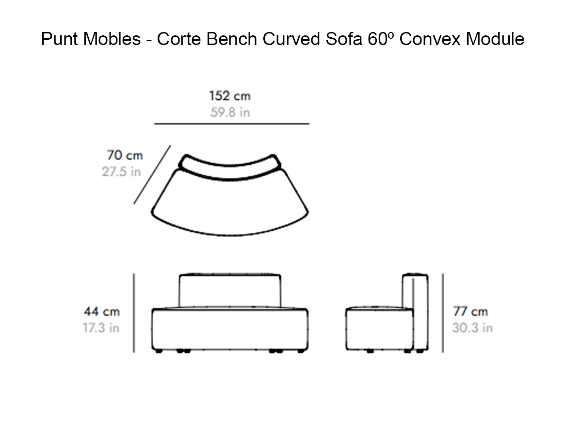 Punt Mobles Corte Bench Curved Sofa 60o Convex Module