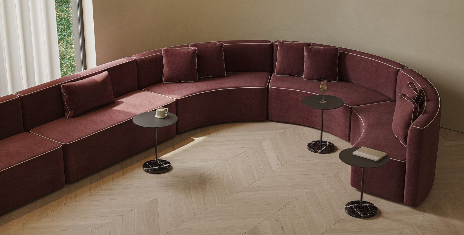 Punt Mobles Corte Bench Curved Sofa 60o Concave Module