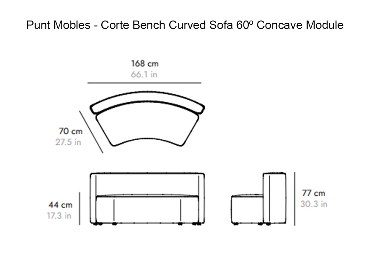 Punt Mobles Corte Bench Curved Sofa 60o Concave Module