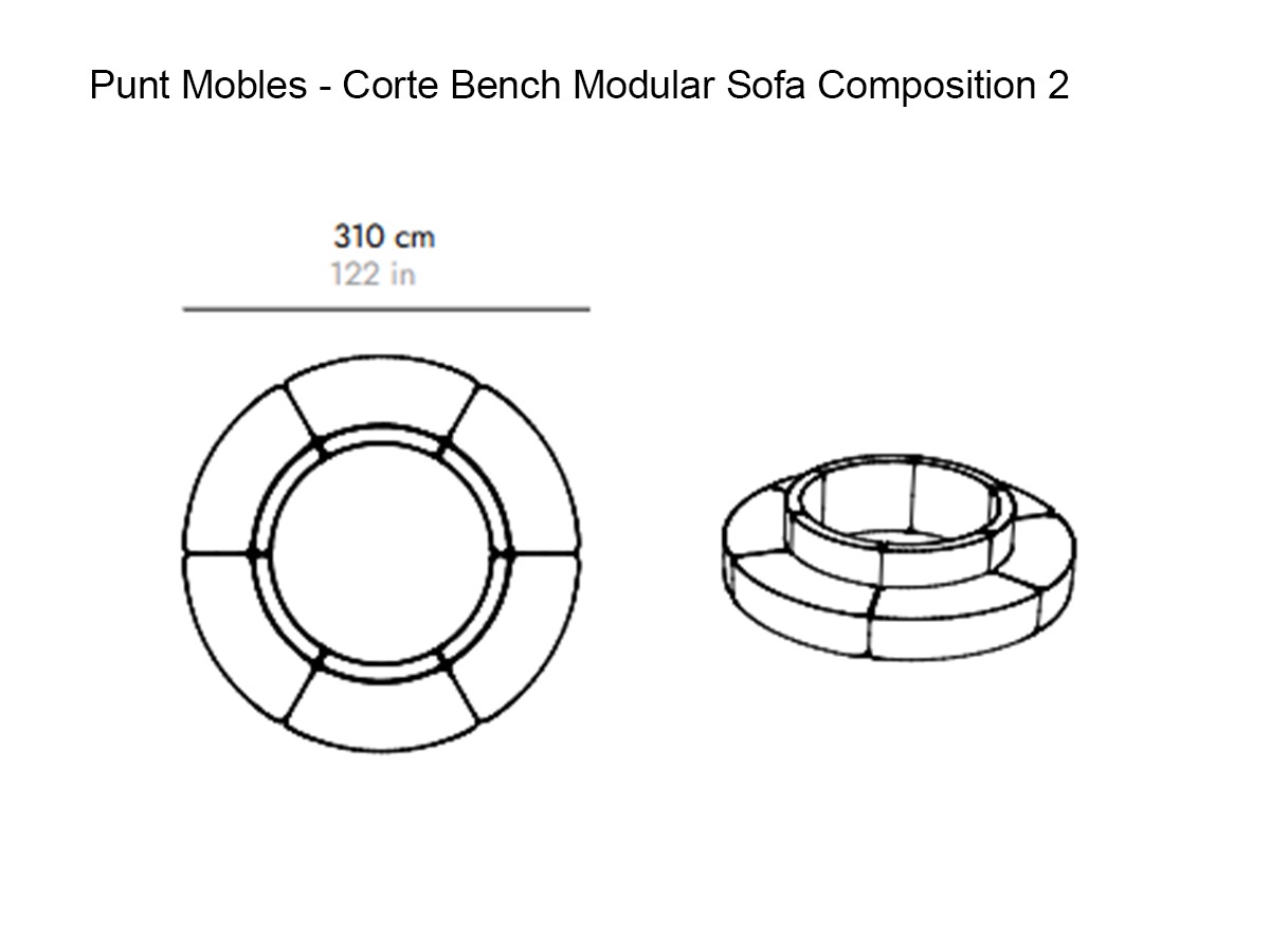 Punt Mobles Corte Bench Modular Sofa Composition 2
