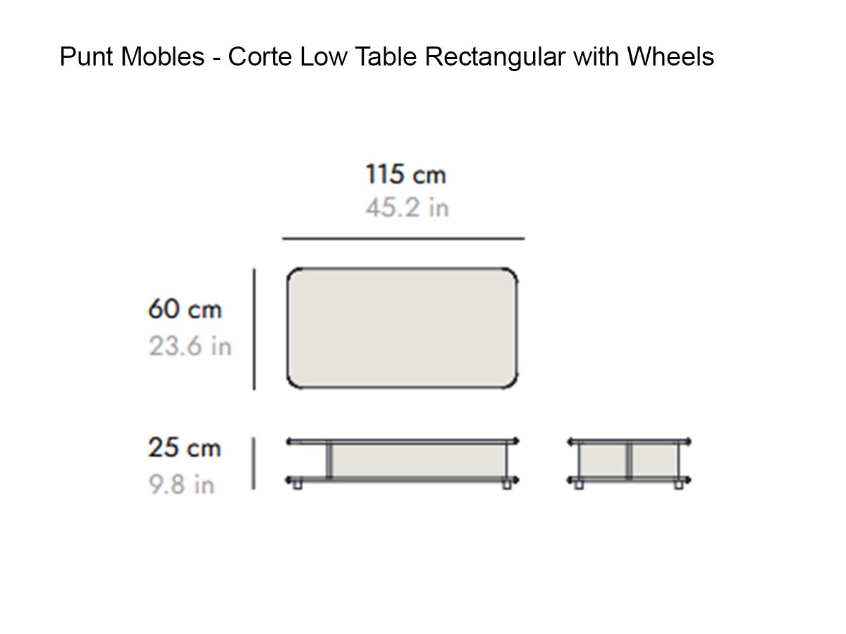 Punt Mobles Corte Low Table Rectangular With Wheels
