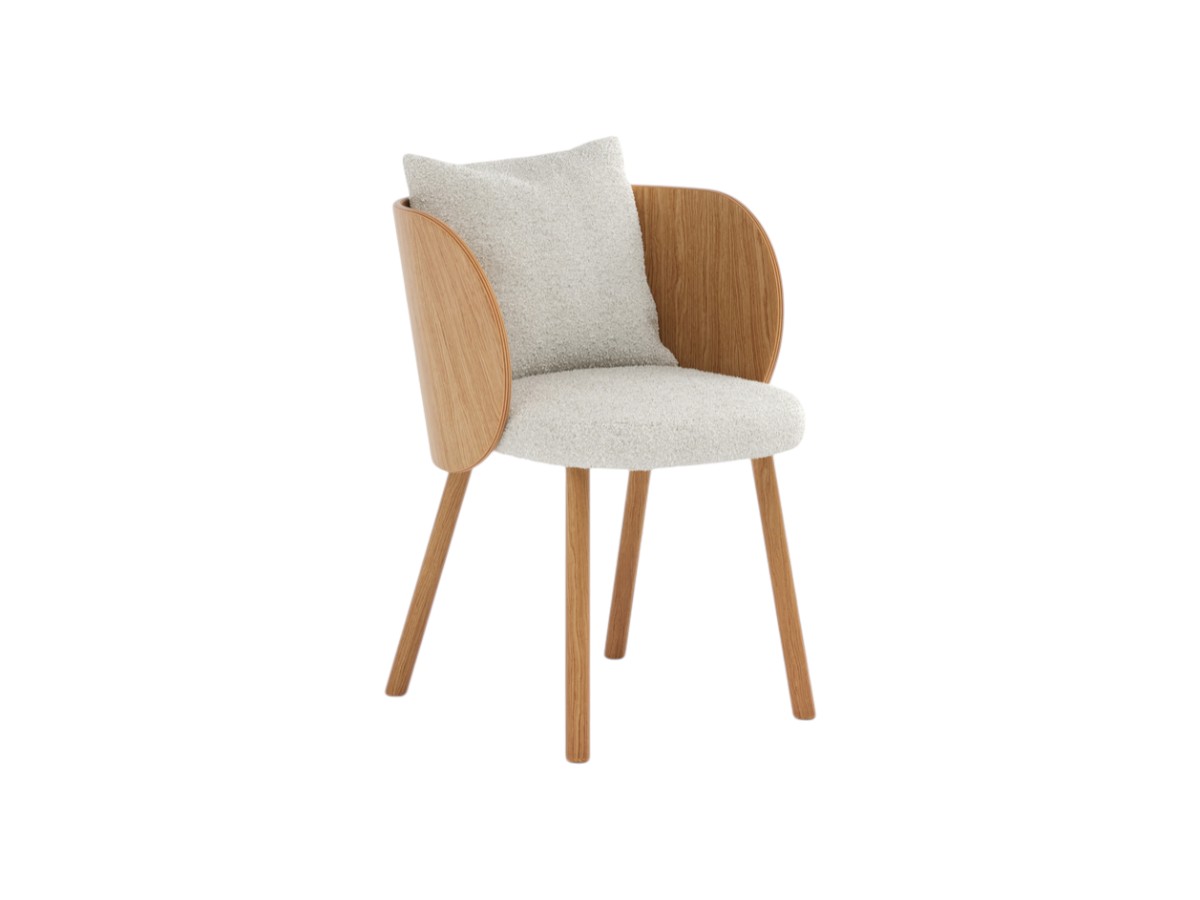 Punt Mobles Gonna Chair With Armrests Wooden Base With Back Cushion And Seat Upholstery