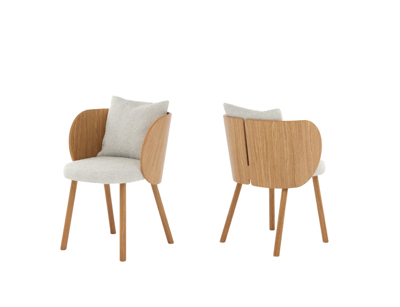 Punt Mobles Gonna Chair With Armrests Wooden Base With Back Cushion And Seat Upholstery