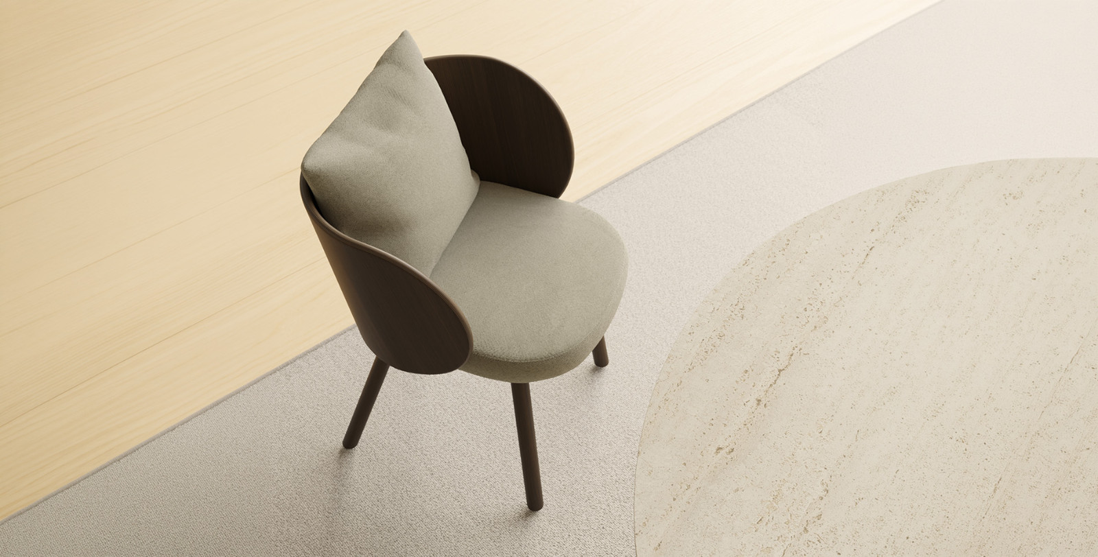 Punt Mobles Gonna Chair With Armrests Wooden Base With Back Cushion And Seat Upholstery