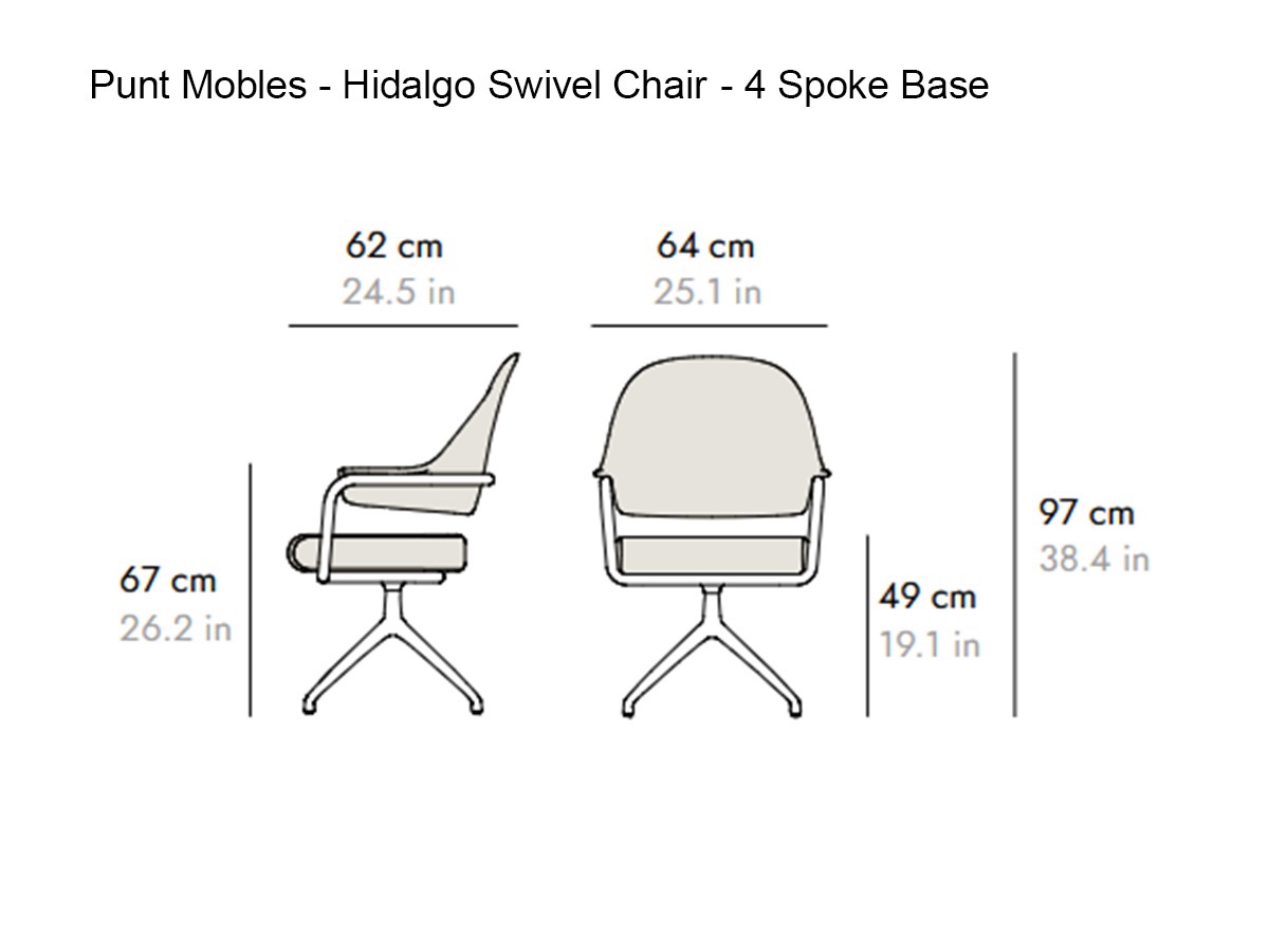 Punt Mobles Hidalgo Swivel Chair 4 Spoke Base With Seat And Back Upholstery