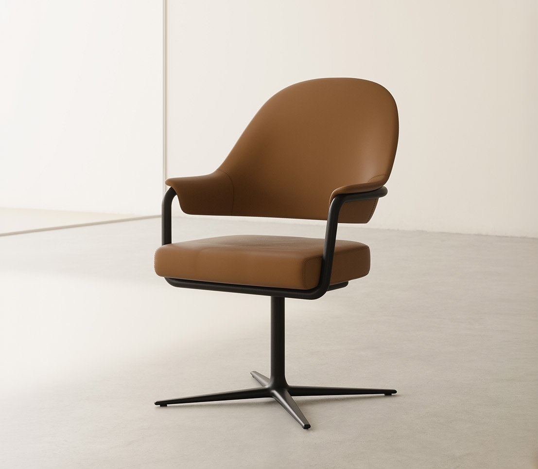 Punt Mobles Hidalgo Swivel Chair Star Base With Seat And Back Upholstery