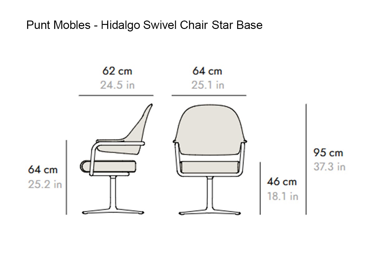 Punt Mobles Hidalgo Swivel Chair Star Base With Seat And Back Upholstery