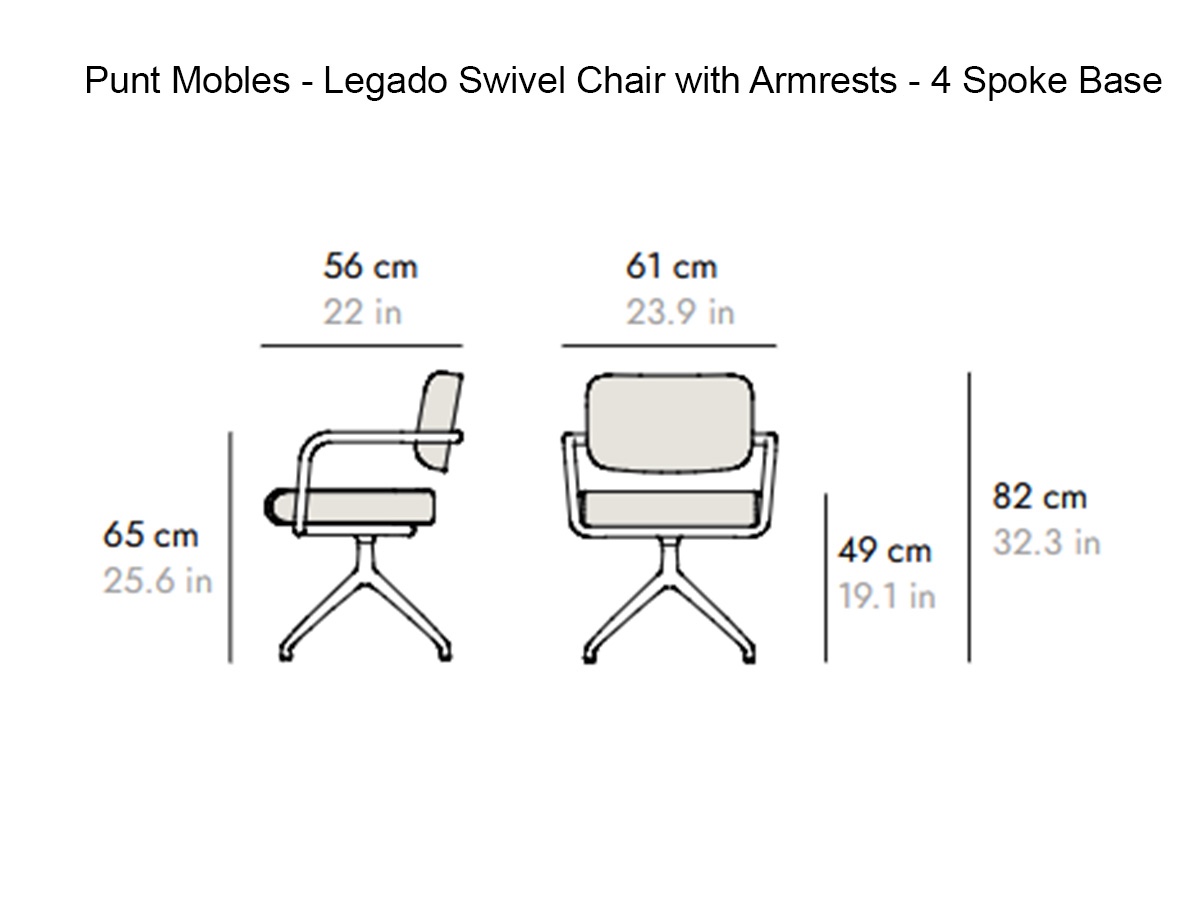 Punt Mobles Legado Swivel Chair 4 Spoke Base With Seat And Back Upholstery