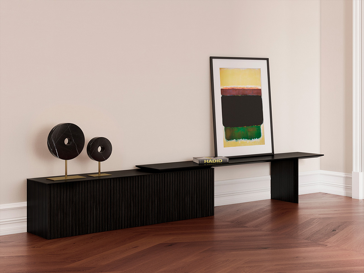 Punt Mobles Velasca Slatted Module With 3 Doors Ebony Stained Oak