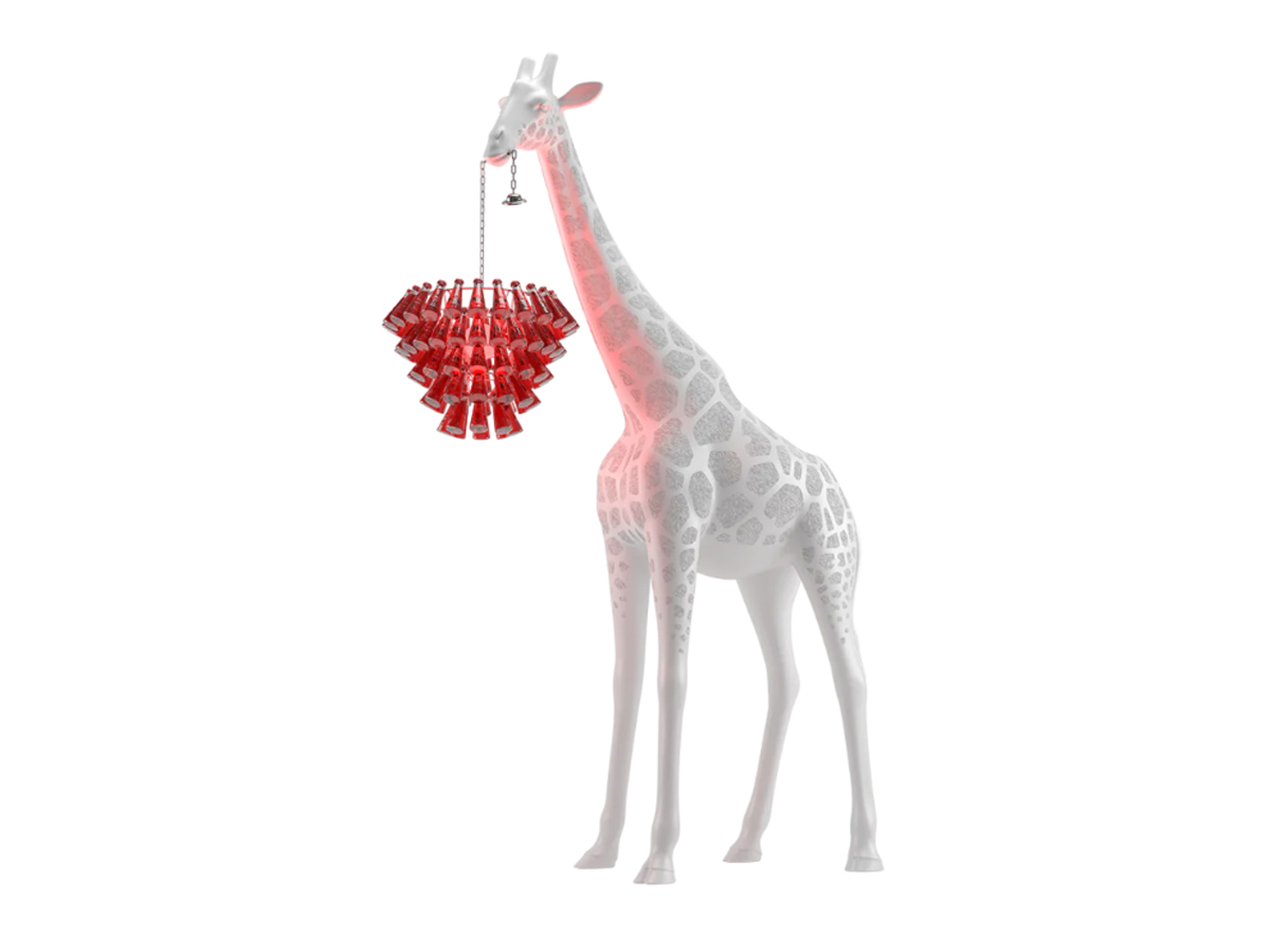 Уличный торшер Qeeboo Giraffe in Love M OUTDOOR White Campari Soda