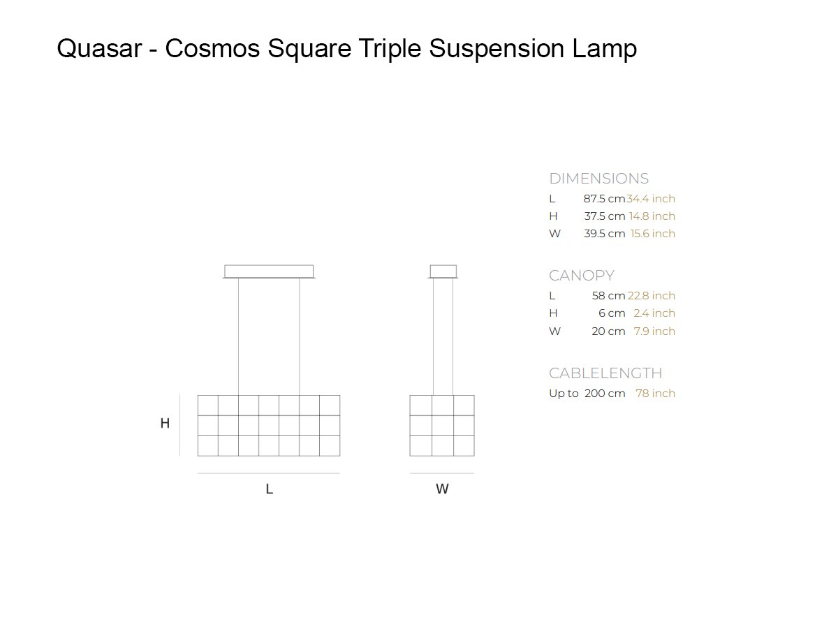 Quasar Cosmos Square Triple Suspension Lamp