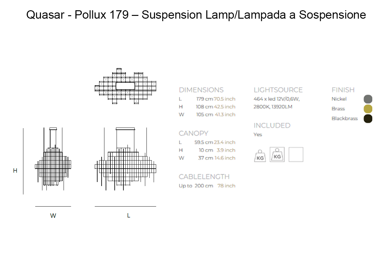 Quasar Pollux 179 Suspension Lamp