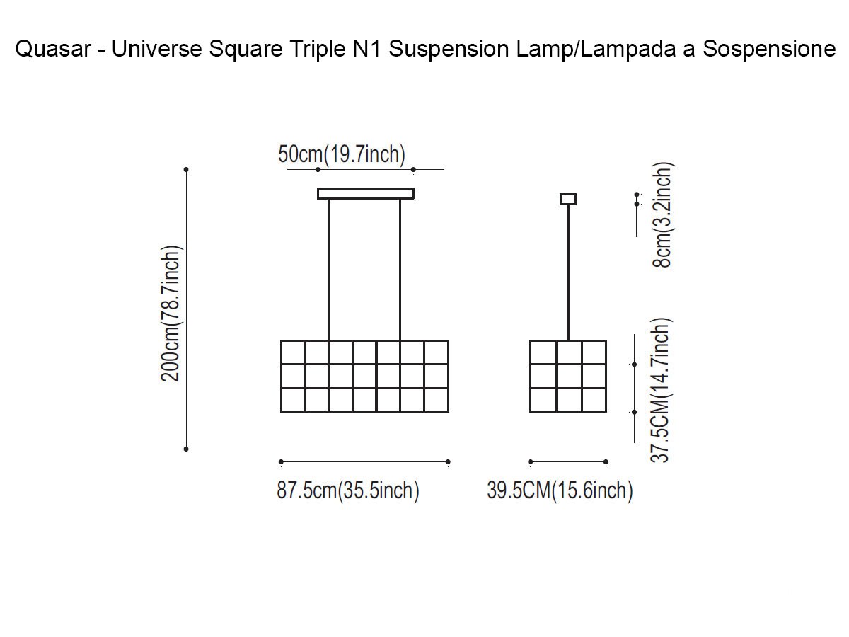 Quasar Universe Square Triple N1 118343 3e Nickel Suspension Lamp