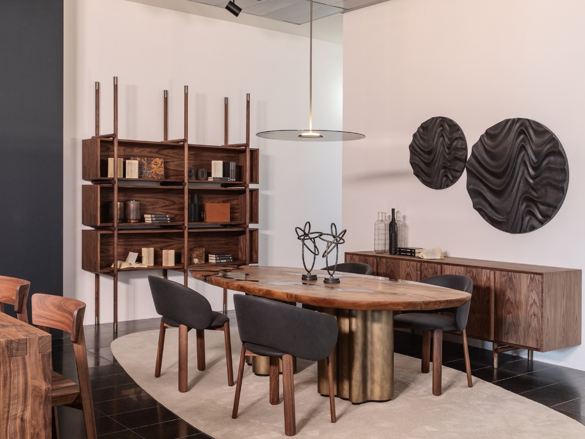 Riva 1920 Aqua Bookshelf Walnut Without Knots