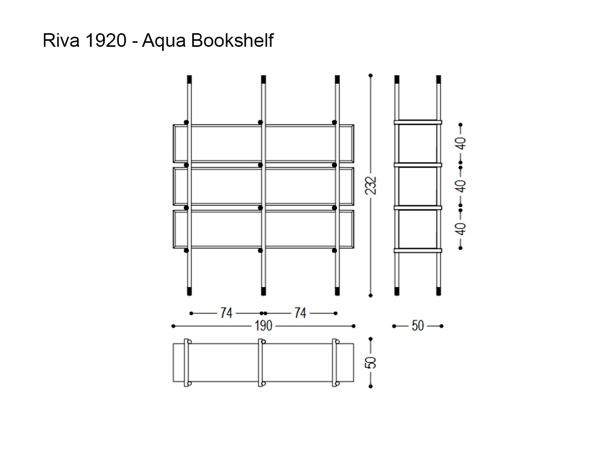 Riva 1920 Aqua Bookshelf Walnut Without Knots