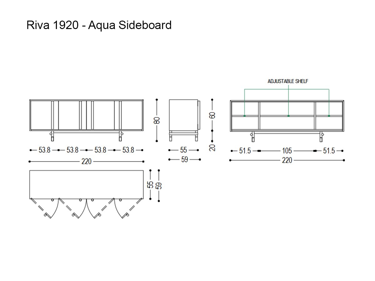 Riva 1920 Aqua Sideboard Walnut Without Knots