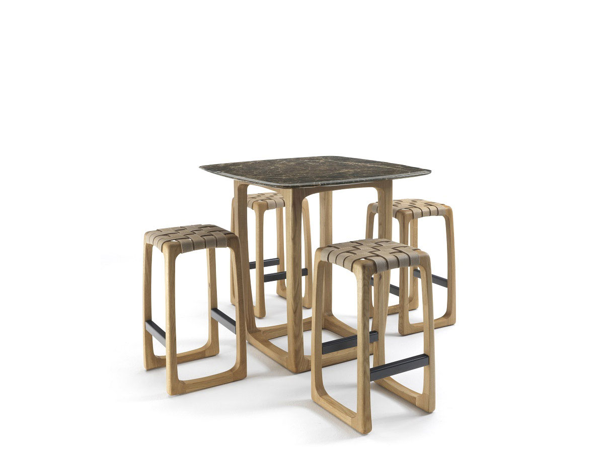 Riva 1920 Bungalow Bar Table Wood Marble Top