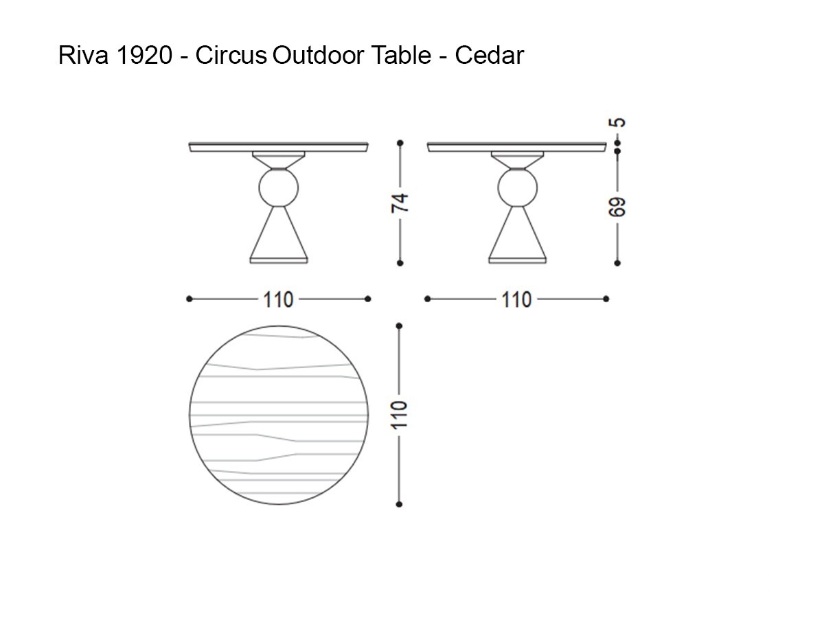 Riva 1920 Circus Outdoor Table Cedar