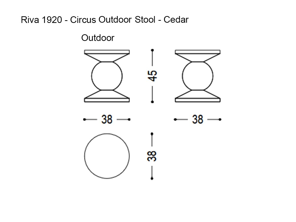 Riva 1920 Circus Outdoor Stool Cedar