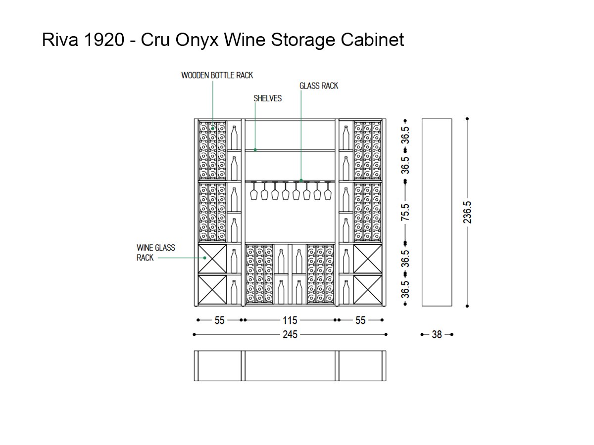 Riva 1920 Cru Onyx Wine Storage Cabinet Walnut Without Knots
