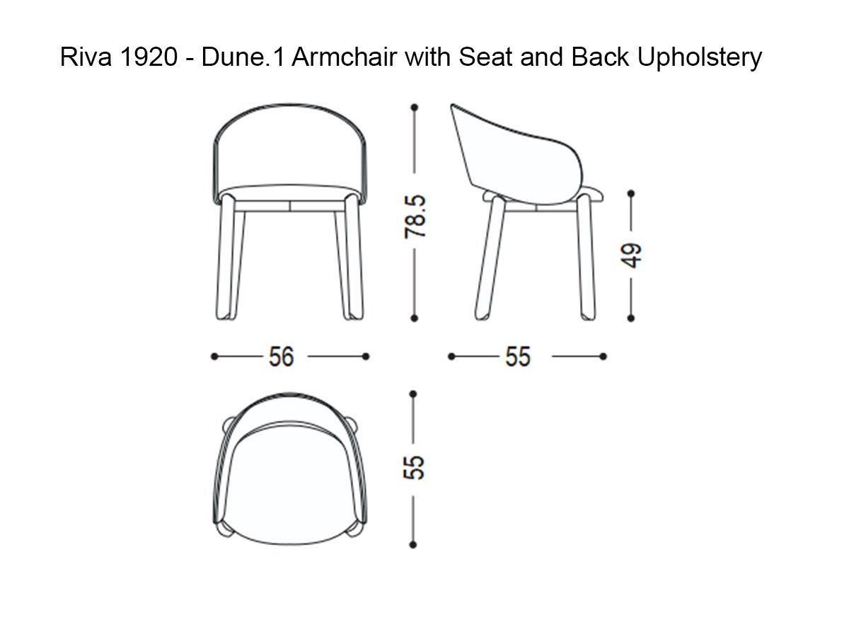 Riva 1920 Dune1 Armchair With Seat And Back Upholstery Walnut Without Knots