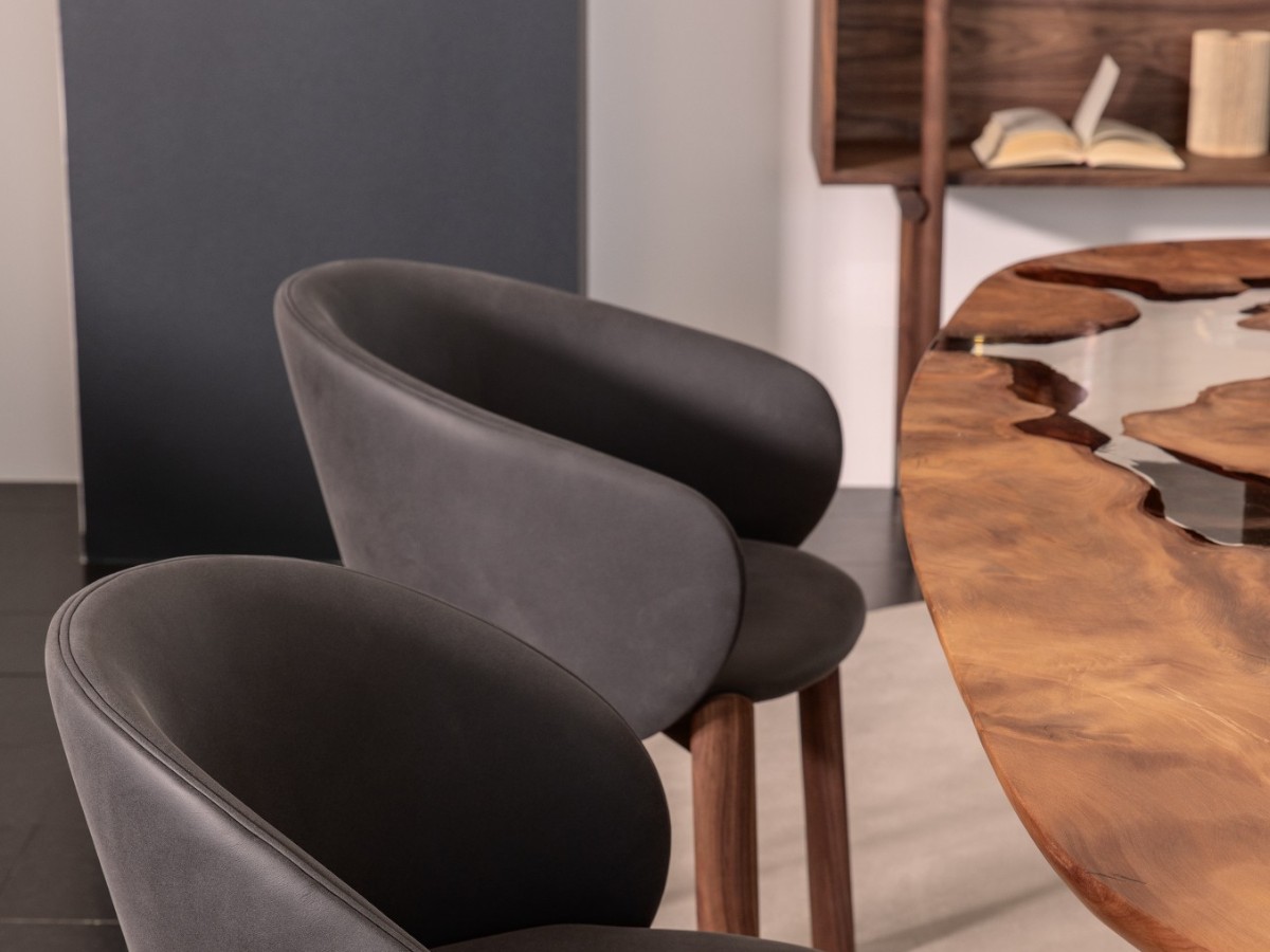 Riva 1920 Dune1 Armchair With Seat And Back Upholstery Walnut Without Knots