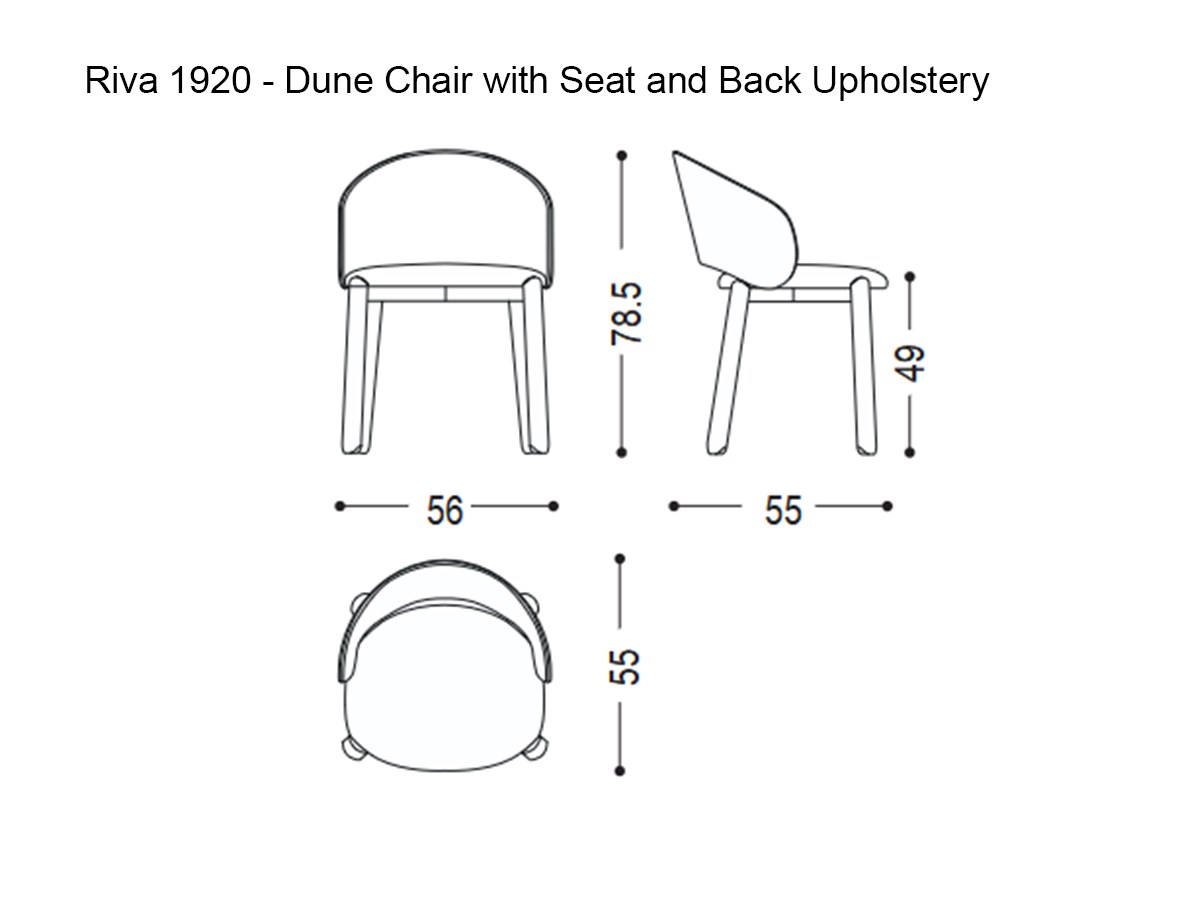 Riva 1920 Dune Chair With Seat And Back Upholstery Walnut Without Knots