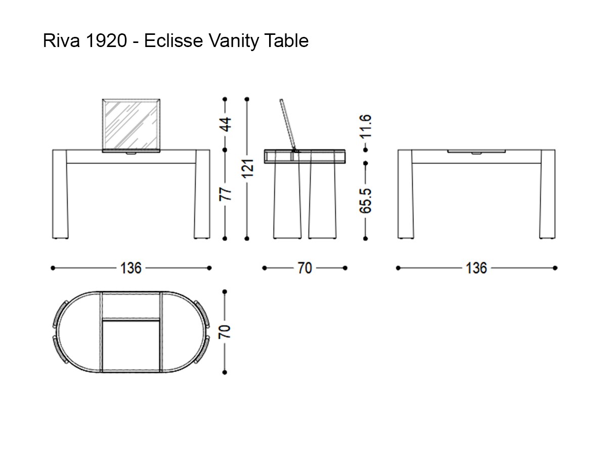 Riva 1920 Eclisse Vanity Table D7 Leather Olimpiawalnut Without Knots