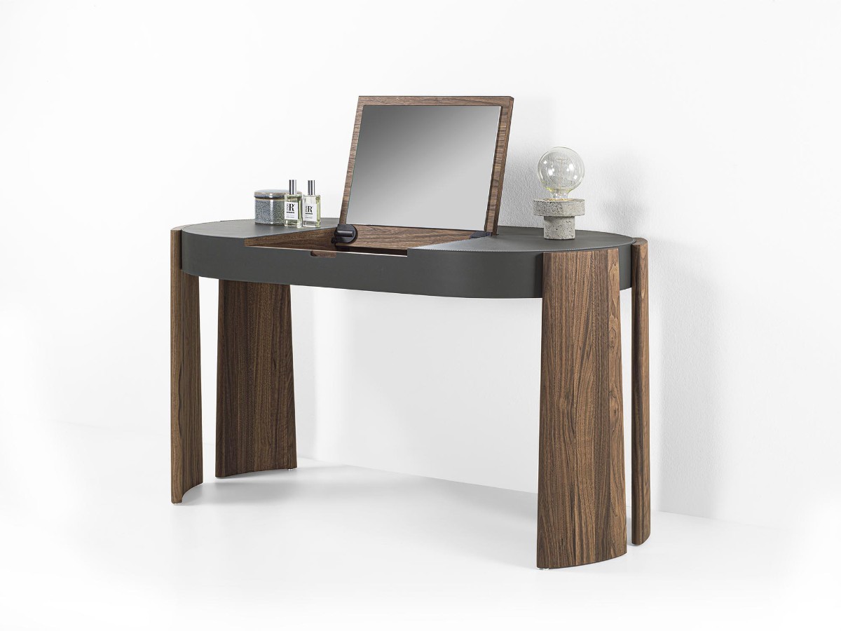 Riva 1920 Eclisse Vanity Table D7 Leather Olimpiawalnut Without Knots