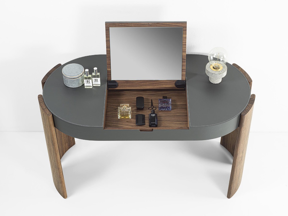 Riva 1920 Eclisse Vanity Table D7 Leather Olimpiawalnut Without Knots
