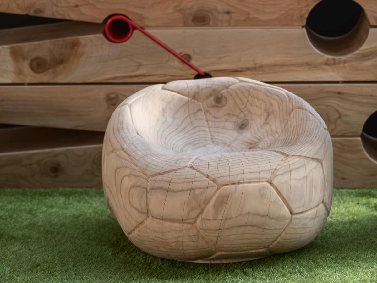 Riva 1920 Football Swivel Armchair Outdoor Cedar