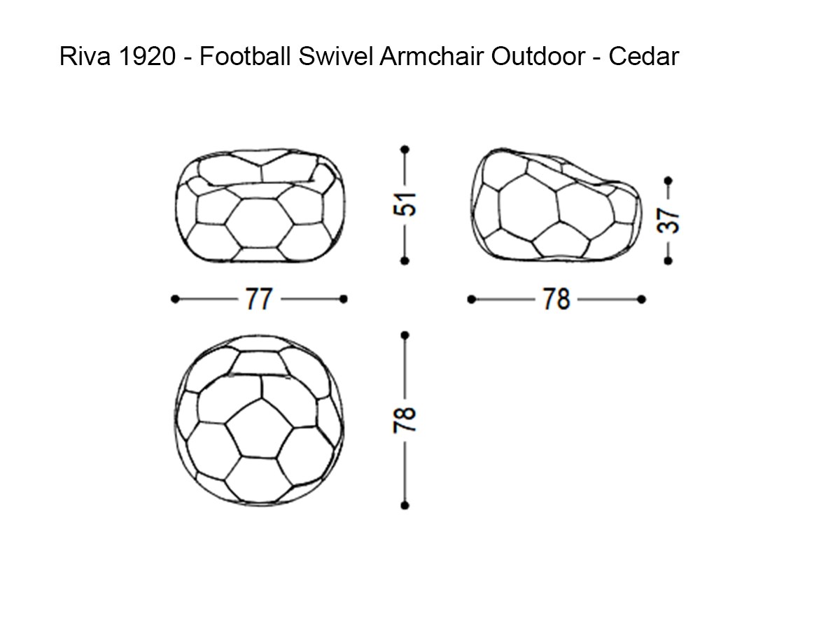 Riva 1920 Football Swivel Armchair Outdoor Cedar