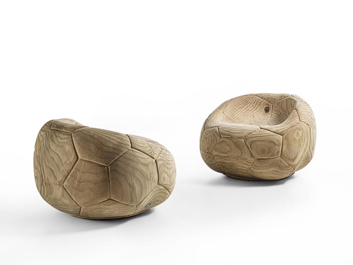 Riva 1920 Football Swivel Armchair Outdoor Cedar